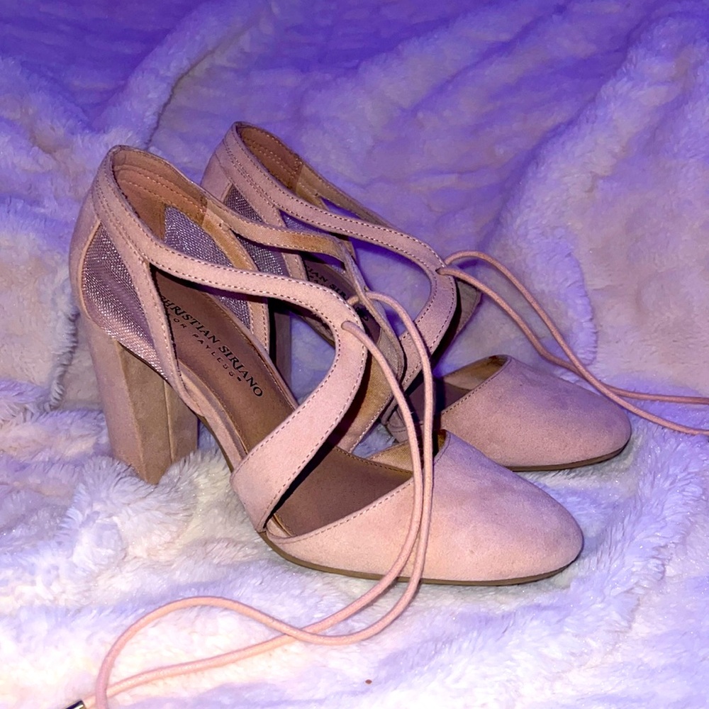 Nude Pink Heels With mesh detailing